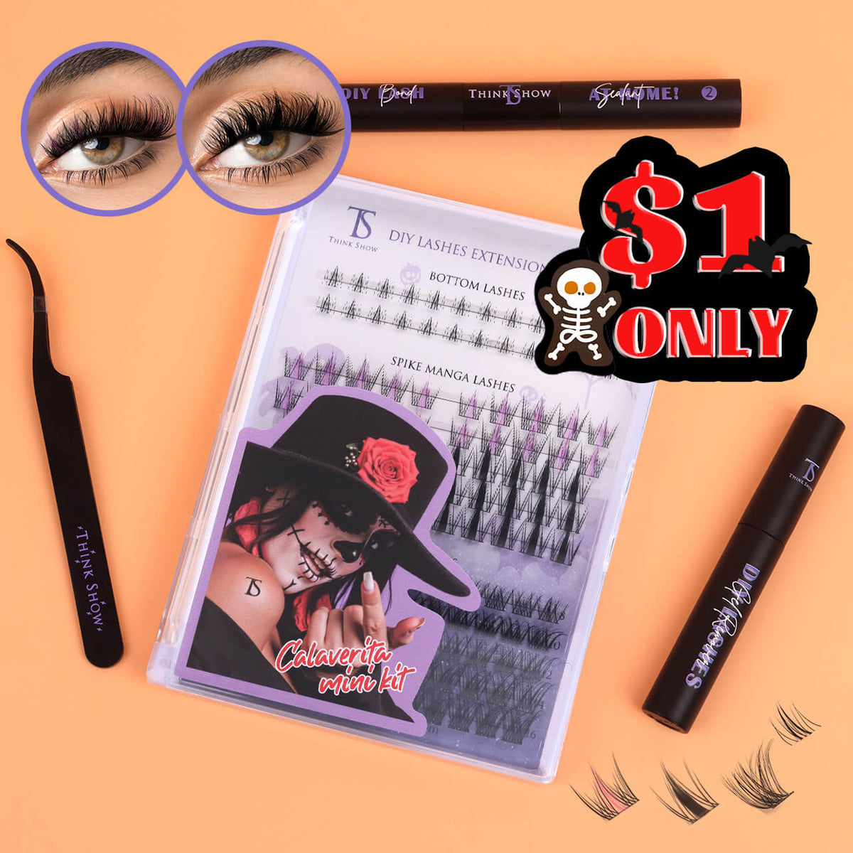 Halloween Bewitch / Calaverita DIY Lashes Nails Mega Kit