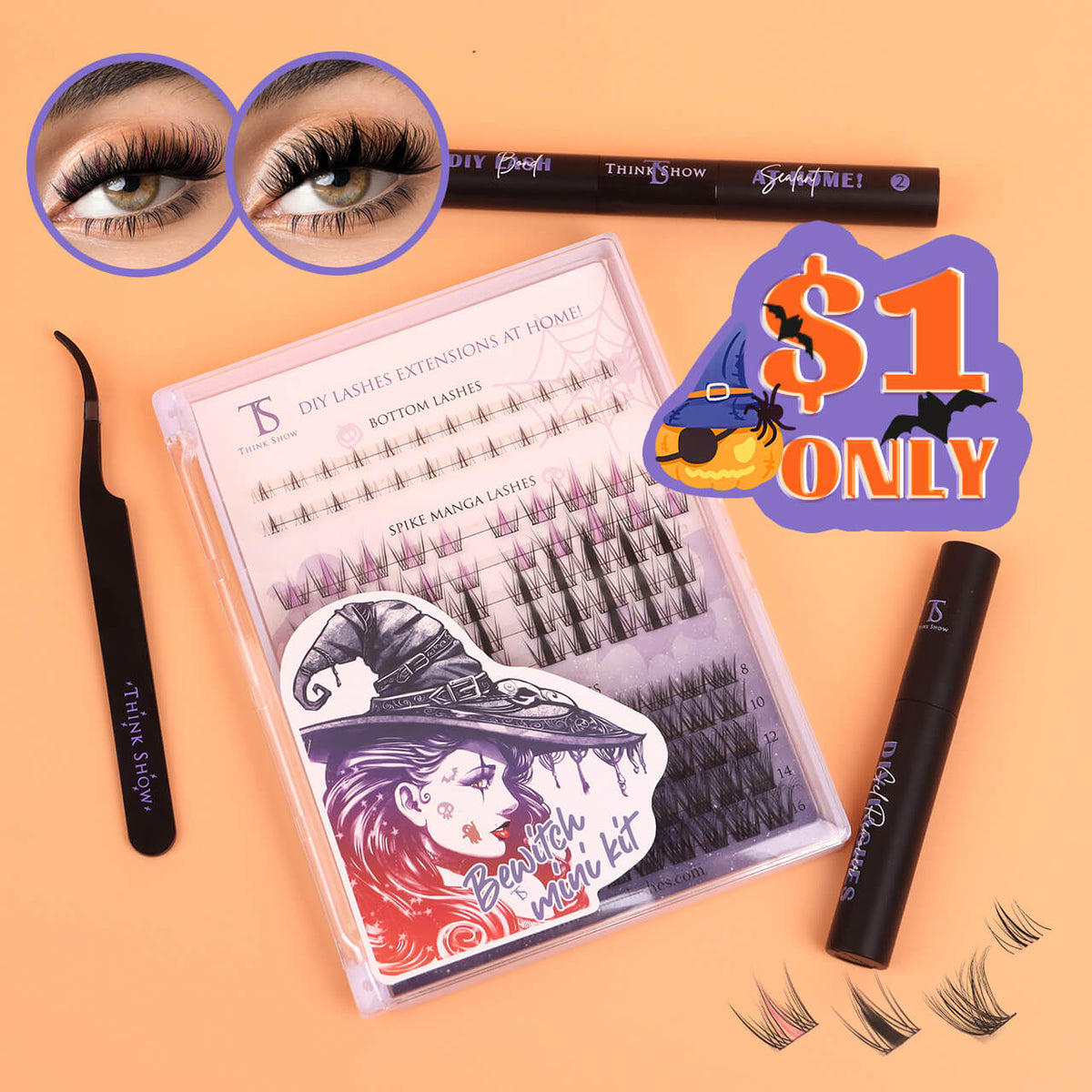 Halloween Bewitch / Calaverita DIY Lashes Nails Mega Kit