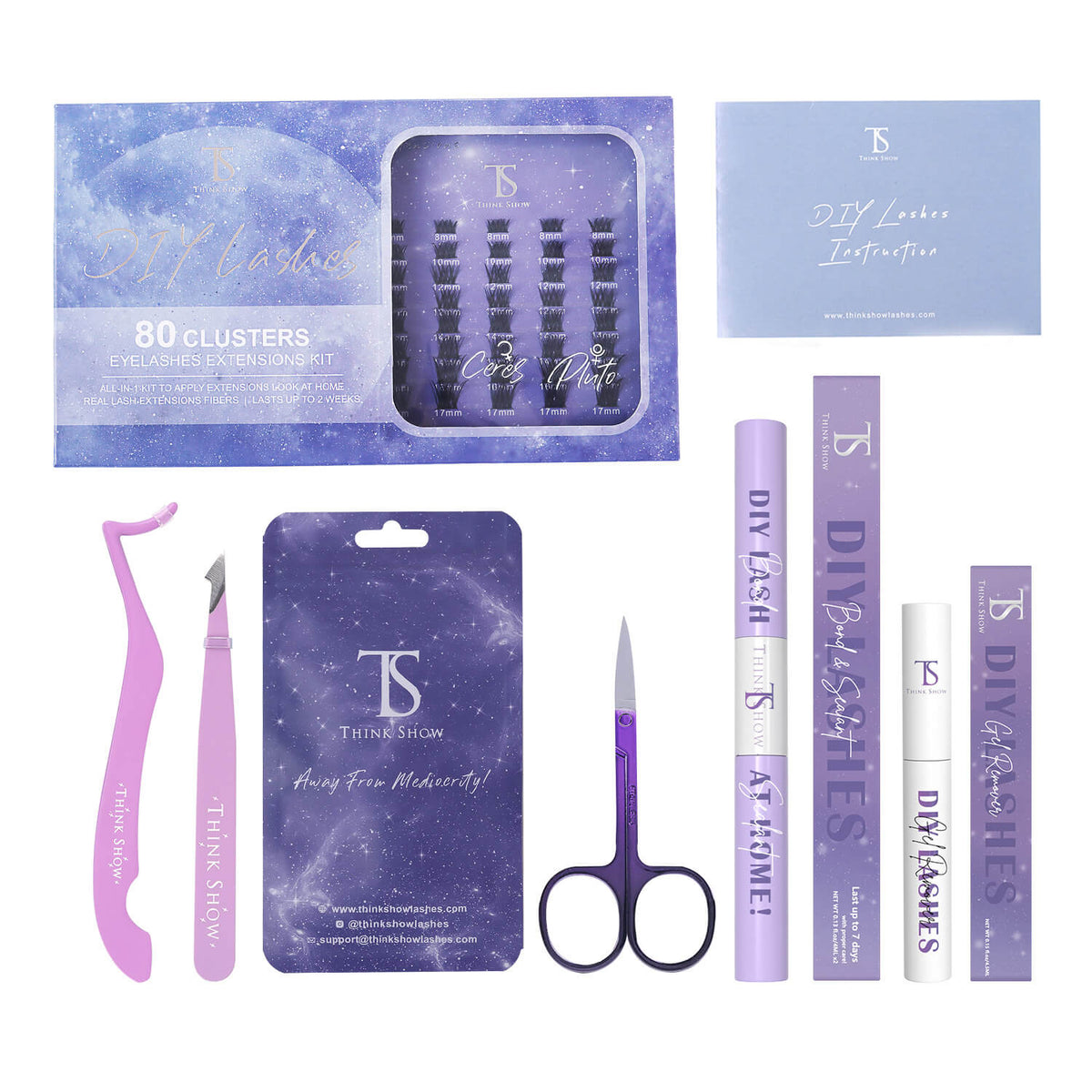 DIY Your Lashes Extensions At Home! Ceres & Pluto MIX Kit (80 Clusters)