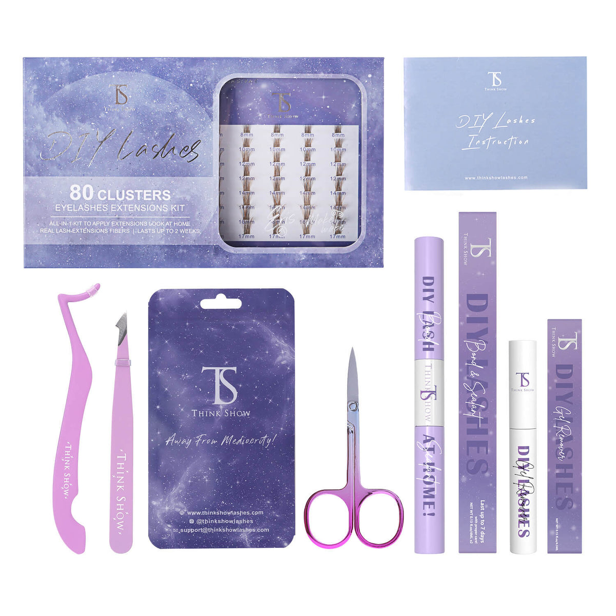 DIY Your Lashes Extensions At Home! Eris & Makemake MIX Kit (80 Clusters)