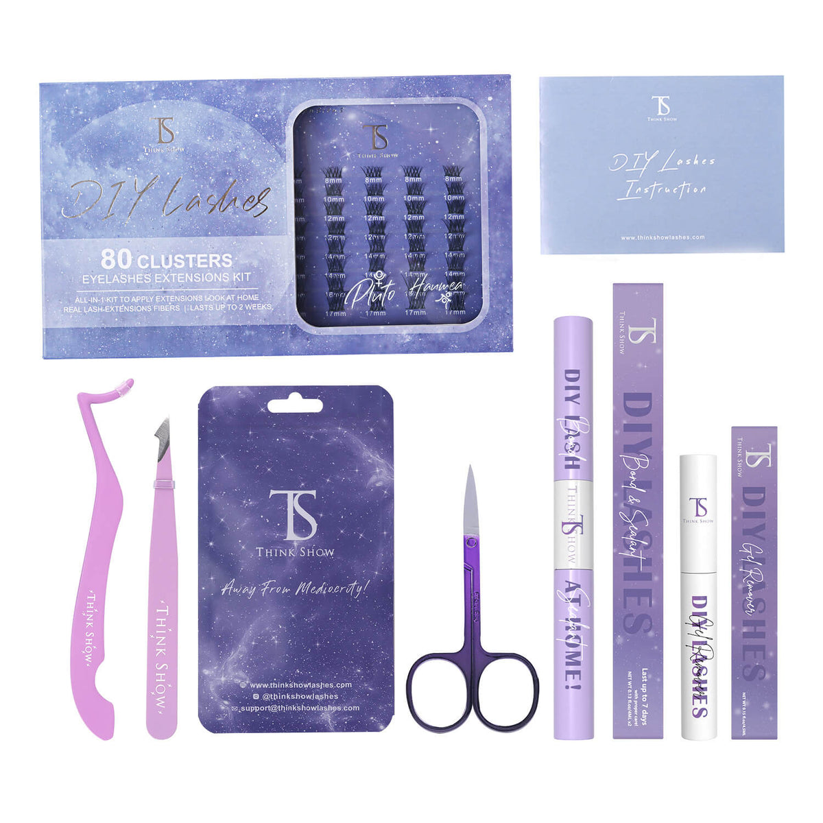 DIY Your Lashes Extensions At Home! Haumea & Pluto MIX Kit (80 Clusters)
