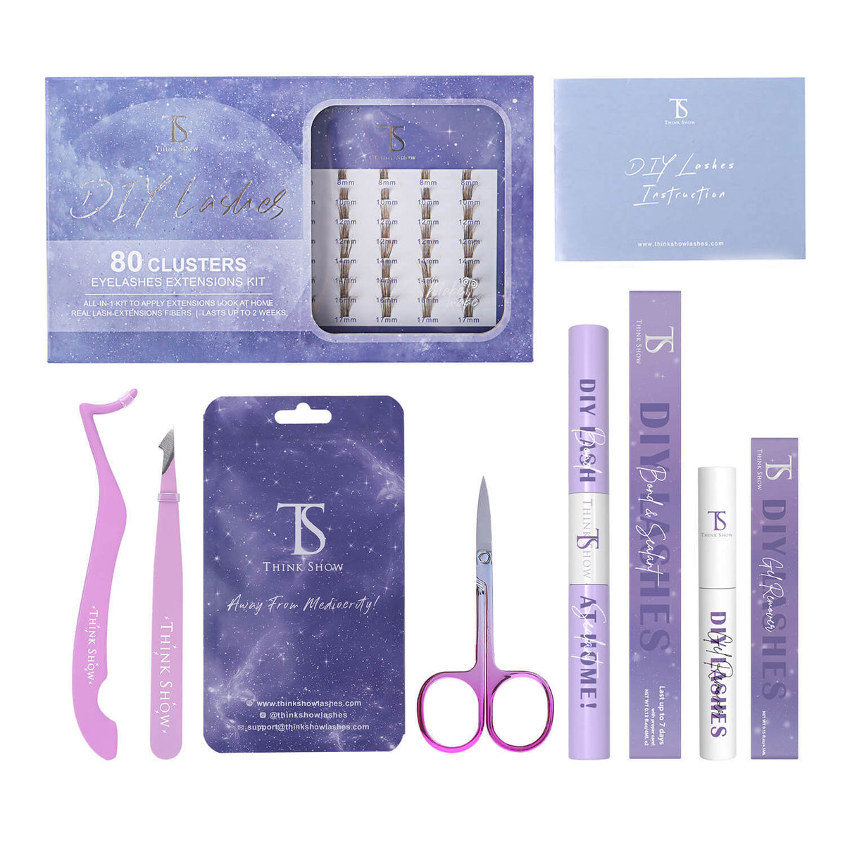 DIY Your Lashes Extensions At Home! Makemake Kit (80 Clusters)