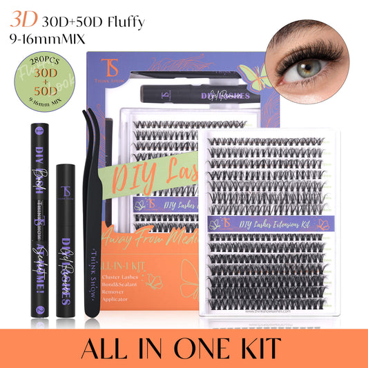 DIY Lashes 3D Fluffy Look 30D+50D 280 PCS - All in One Kit