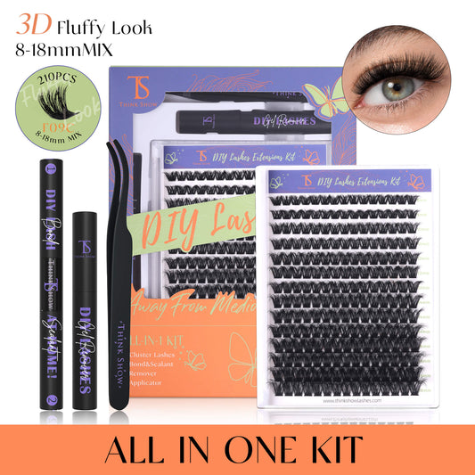 DIY Lashes 3D Fluffy Look 8-18mm 210 PCS - All in One Kit (F09C)