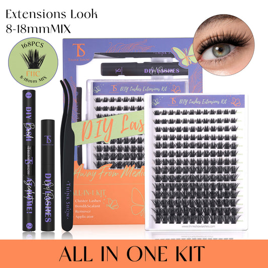 DIY Lashes Extensions Look 8-18mm 168 PCS - All in One Kit (F11C)