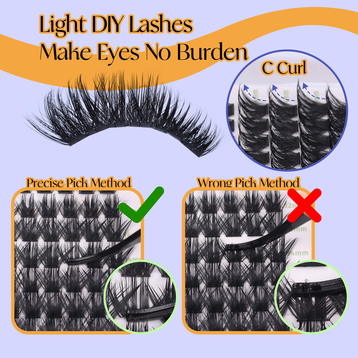DIY Lashes Extensions Look 8-18mm 168 PCS - All in One Kit (F11C)