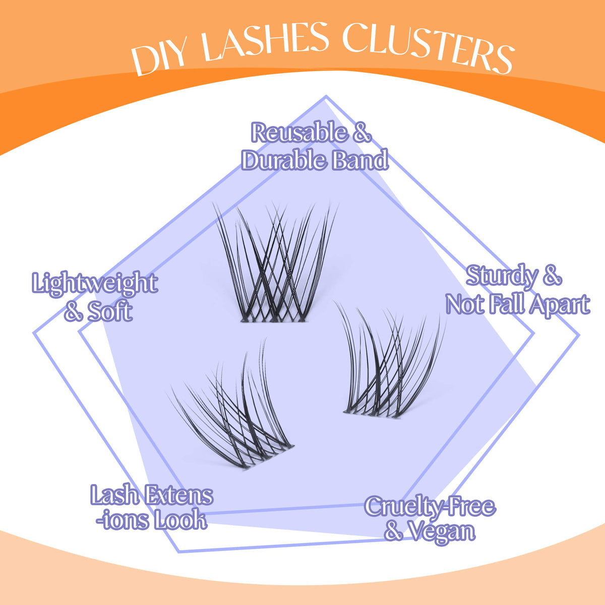 DIY Lashes Natural Look with Invisible Band 168PCS - All in One Kit